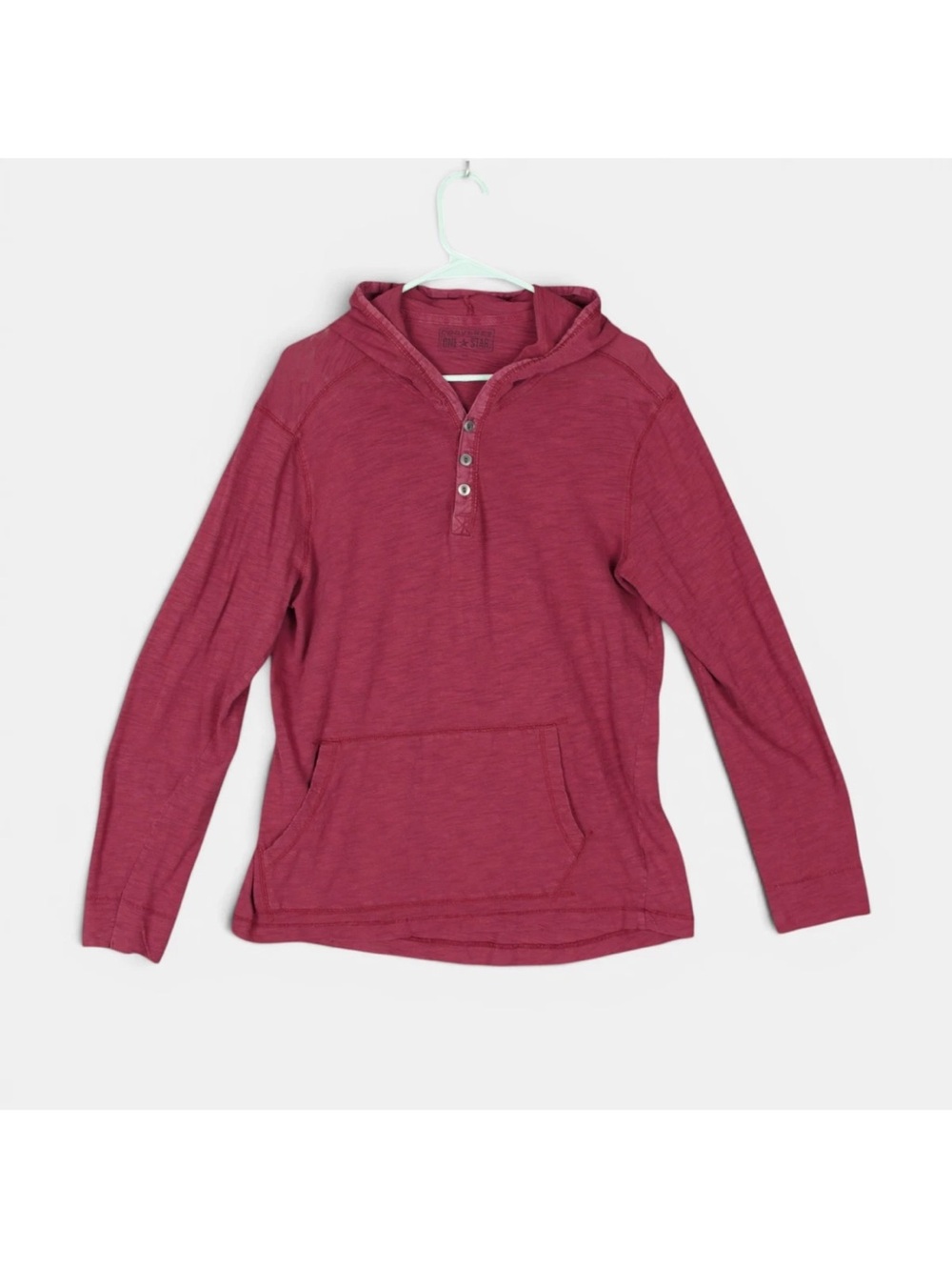 Converse One Star Hooded Henley Pullover Rugby Shirt Mens Size Medium Red Street